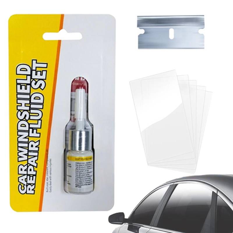 yupeuooe Windschutzscheibe Reparaturset, Auto Windshield Repair Kit mit 5 Ausgehärteter Film und 1 Klinge, GlasreparaturflüSsigkeit Steinschlag-Reparaturset Windschutzscheibe Glasreparaturset von yupeuooe