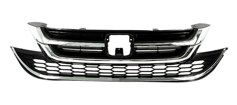 Kompatibel for Honda CR-V CRV 2010 2011 Oberen Unteren Stoßfänger Grille Grill Chrom Waben Mesh von yuxinlugr