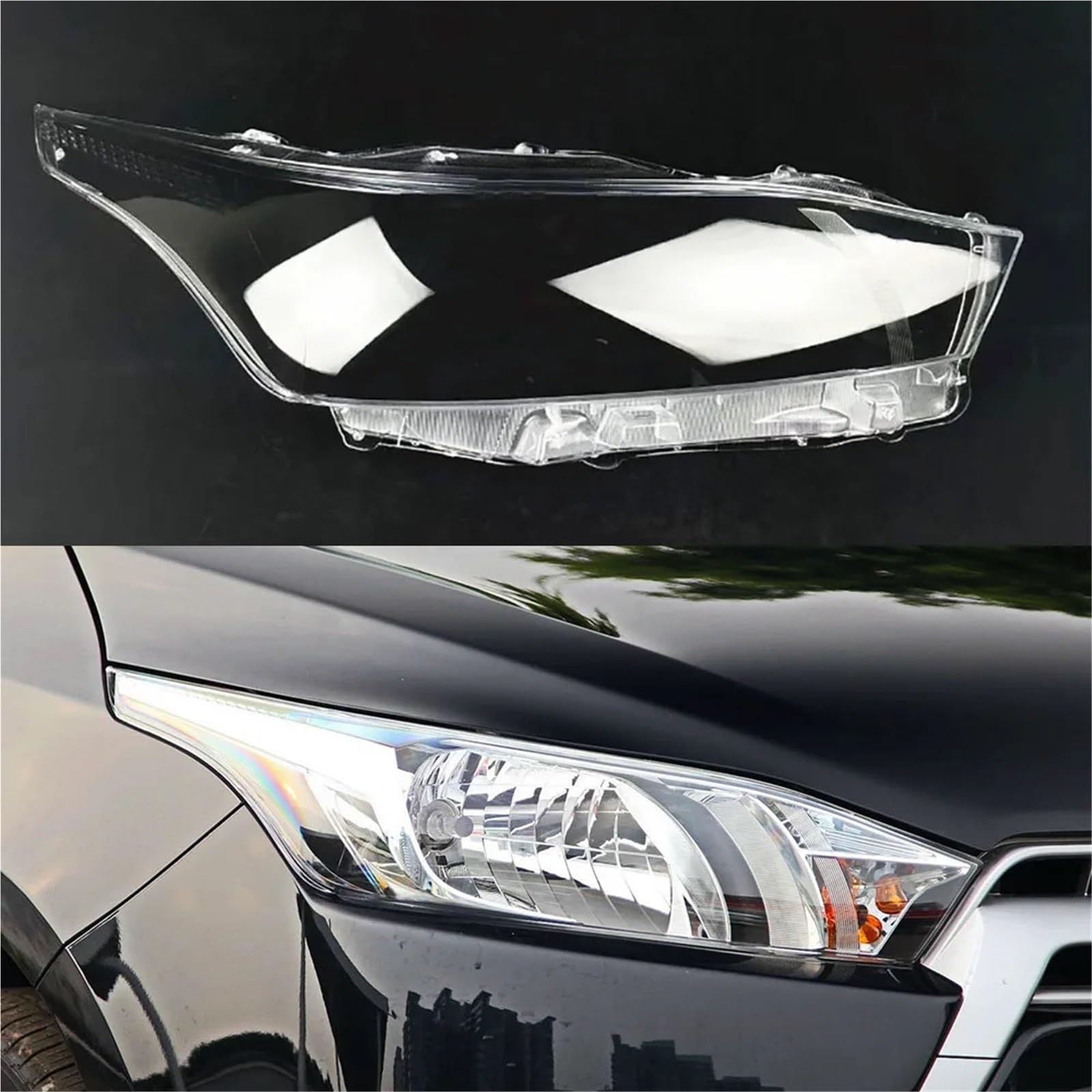 Kompatibel for Toyota Yaris L 2014 2015 Scheinwerfer Lampengehäuse Scheinwerferabdeckung Transparenter Lampenschirm Ersetzen Sie die Originallinse(Right) von yuxinlugr