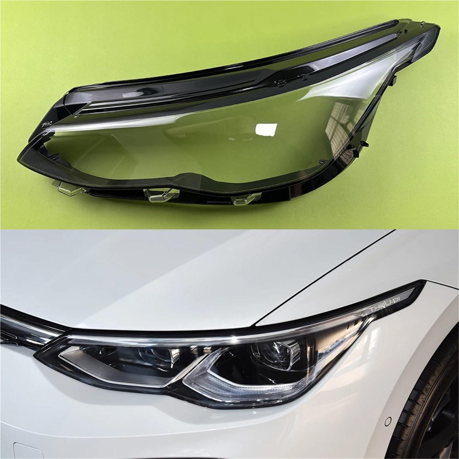 Kompatibel for Volkswagen VW Golf 8 MK8 R-Line GTI 2021 2022 2023 Auto-Frontscheinwerfer-Lampenschirm, transparente Lampenschalen-Linsenabdeckung(Left) von yuxinlugr