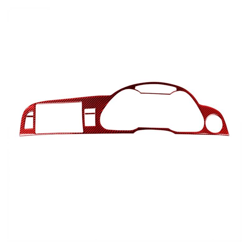 Kompatibel mit Audi A6 S6 C6 2005-2011, Kohlefaser-Tacho-Surround-Navigationspanel-Abdeckung, dekorativer Auto-Innendekorationsaufkleber(Red RHD) von yuxinlugr