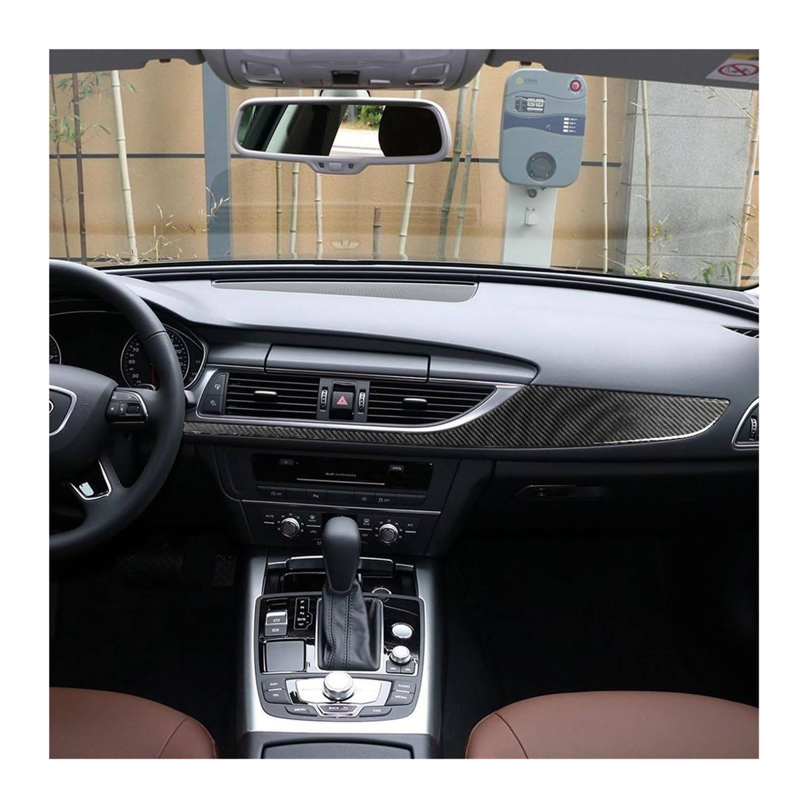 Kompatibel mit Audi A6 S6 C7 A7 S7 4G8 2011-2018, Zubehör, Carbonfaser, Innenausstattung, Mittelkonsole, Armaturenbrett, Zierleiste, Abdeckung, Aufkleber(LHD1) von yuxinlugr