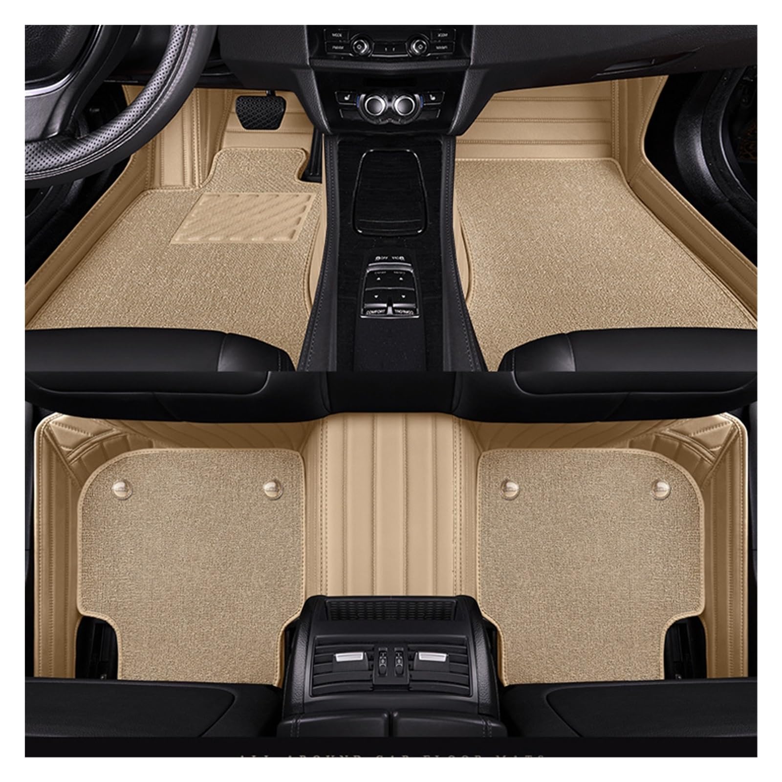 yuxinlugr Kompatibel for Infiniti Q70 2017 Jahr Auto-Fußmatten, luxuriöse Auto-Fußteppiche, PU-Leder, Samt und Nylon(Beige and PA Nylon) von yuxinlugr