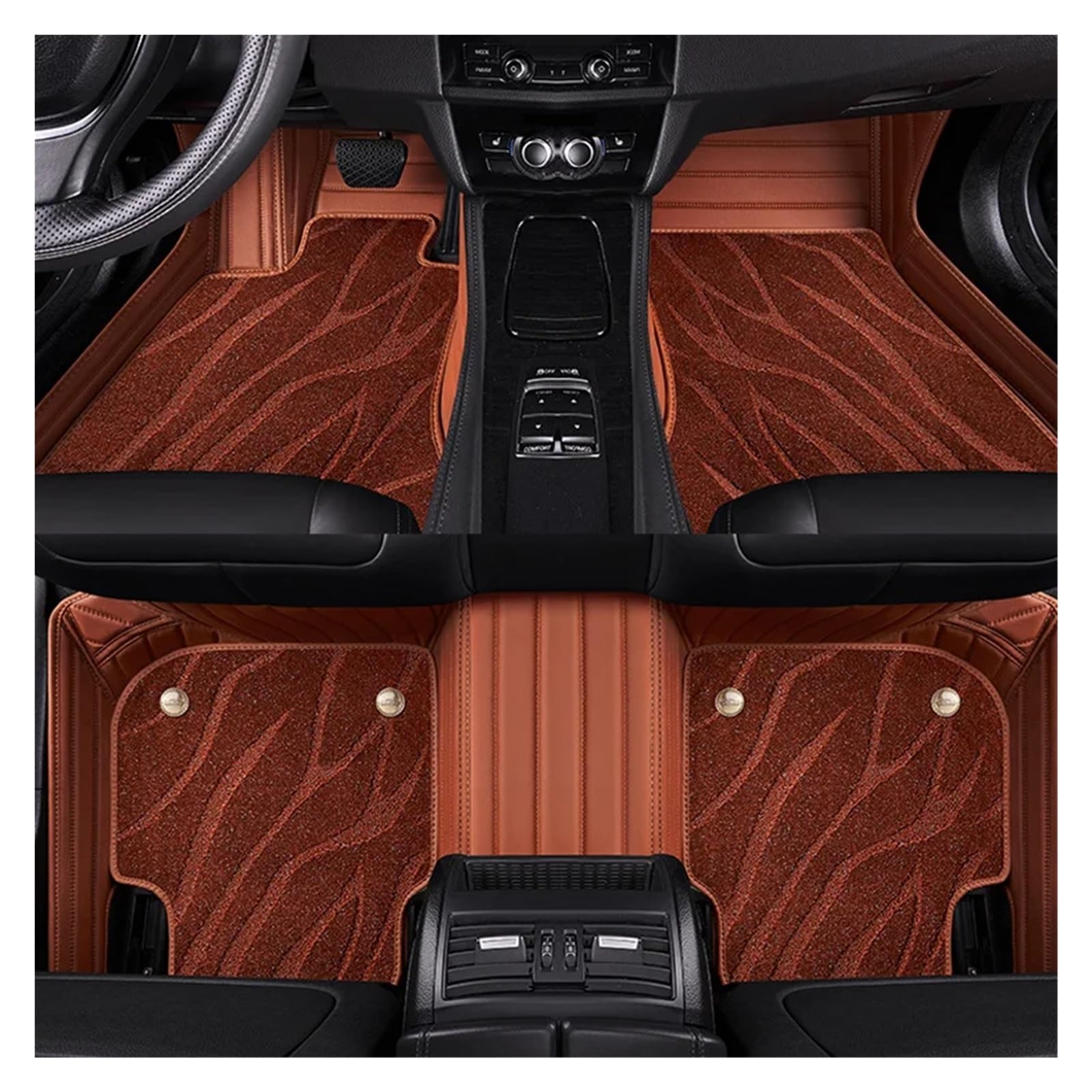 yuxinlugr Kompatibel for Infiniti Q70 2017 Jahr Auto-Fußmatten, luxuriöse Auto-Fußteppiche, PU-Leder, Samt und Nylon(Brown and Velvet) von yuxinlugr