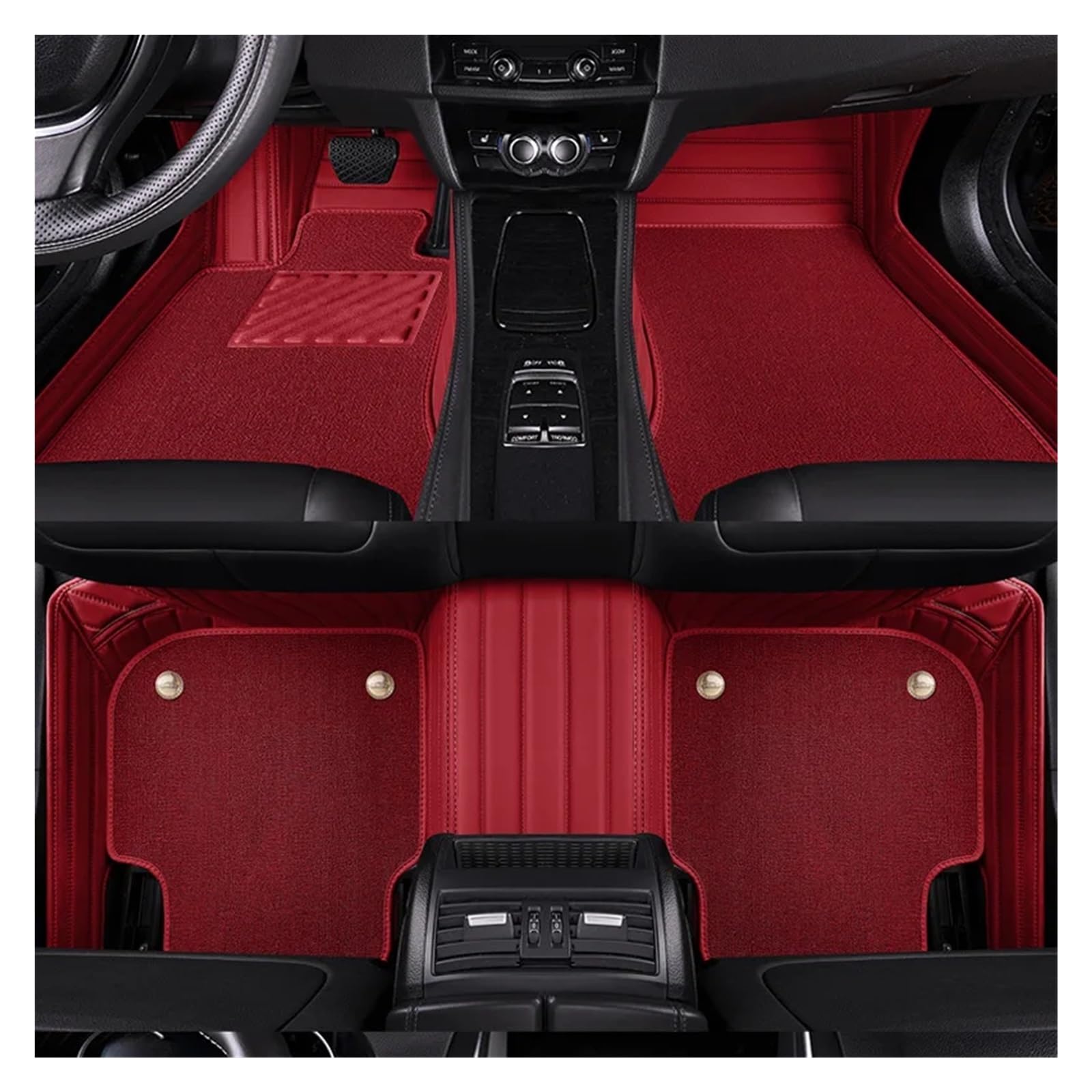 yuxinlugr Kompatibel for Infiniti Q70 2017 Jahr Auto-Fußmatten, luxuriöse Auto-Fußteppiche, PU-Leder, Samt und Nylon(Wine red PA Nylon) von yuxinlugr