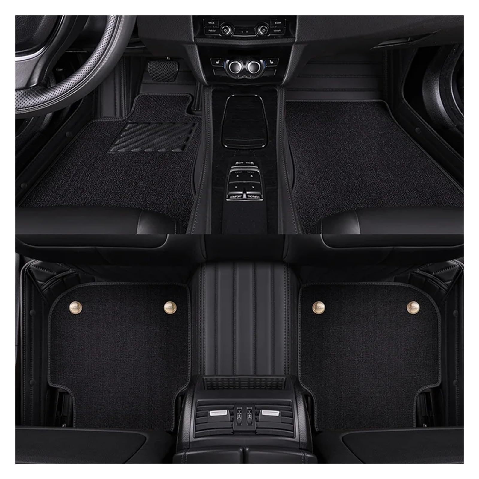 yuxinlugr Kompatibel for Infiniti QX80 2018 Jahr Auto-Fußmatten, luxuriöse Auto-Fußteppiche, PU-Leder, Samt und Nylon(Black and PA Nylon) von yuxinlugr