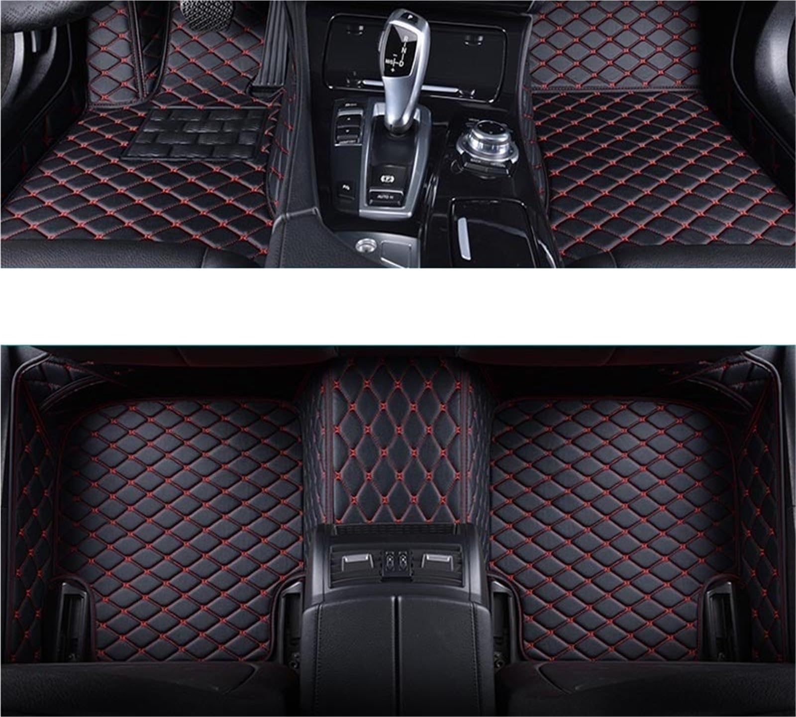 yuxinlugr Maßgeschneiderte Auto-Fußmatten, kompatibel mit Ford F150 F-150, Auto-Teppiche, Fußmatten, Coche-Zubehör(Black Red,2009-2014 4Doors) von yuxinlugr