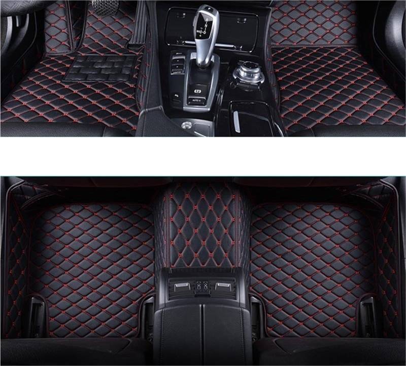 yuxinlugr Maßgeschneiderte Auto-Fußmatten, kompatibel mit Ford F150 F-150, Auto-Teppiche, Fußmatten, Coche-Zubehör(Black Red,2009-2014 4Doors) von yuxinlugr