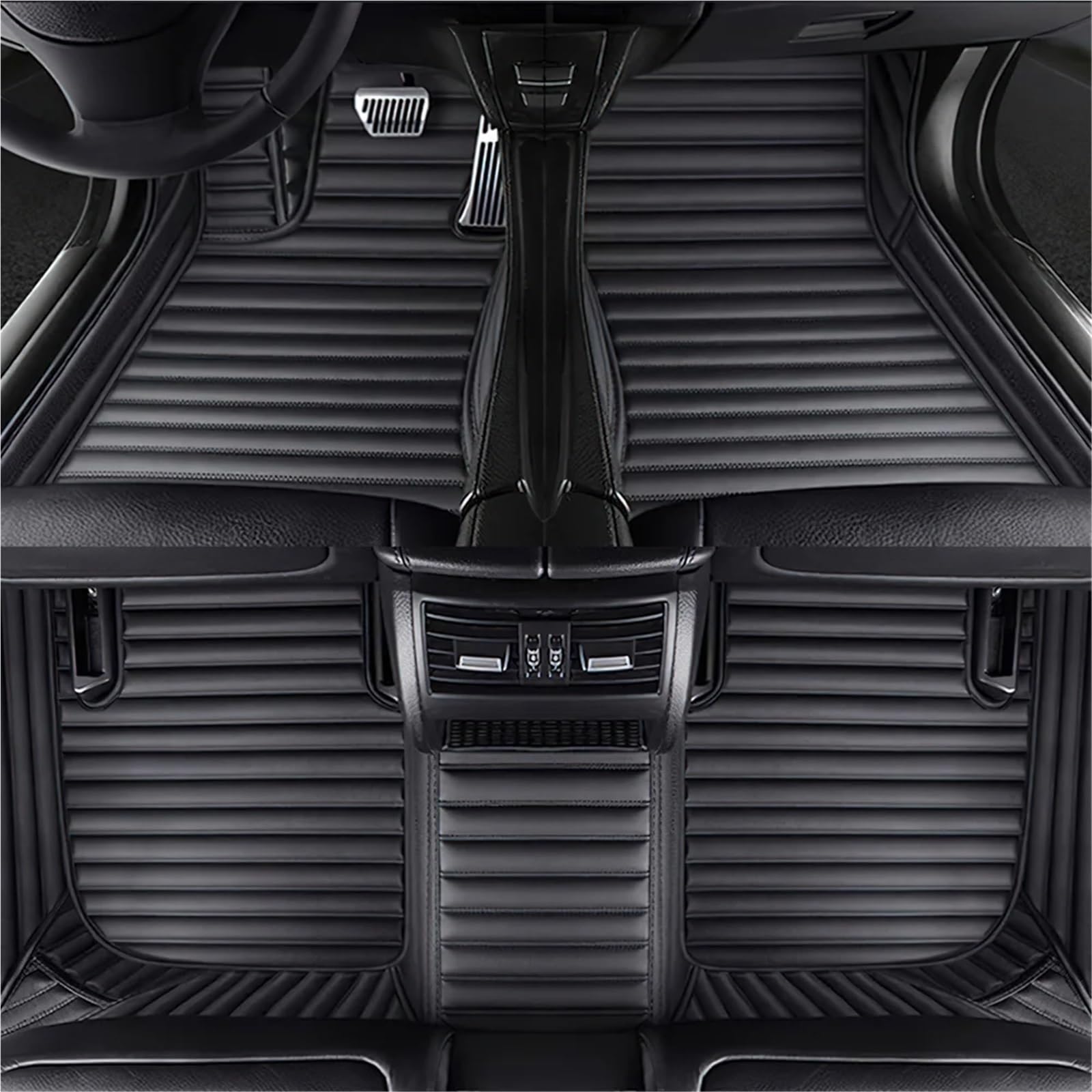 yuxinlugr Maßgeschneiderte Auto-Fußmatten, kompatibel mit Infiniti QX70 2014 2015 2016 2017 2018, Auto-Zubehör, Auto-Fußteppich(18-Black Stripes,RHD) von yuxinlugr