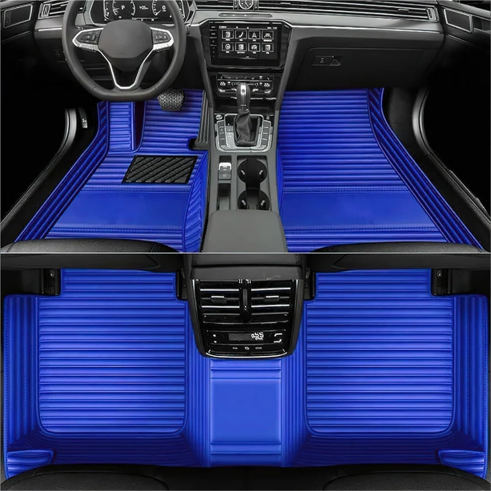 yuxinlugr Maßgeschneiderte Auto-Fußmatten, kompatibel mit Infiniti QX70 2014 2015 2016 2017 2018, Auto-Zubehör, Auto-Fußteppich(21-Blue Stripes,RHD) von yuxinlugr