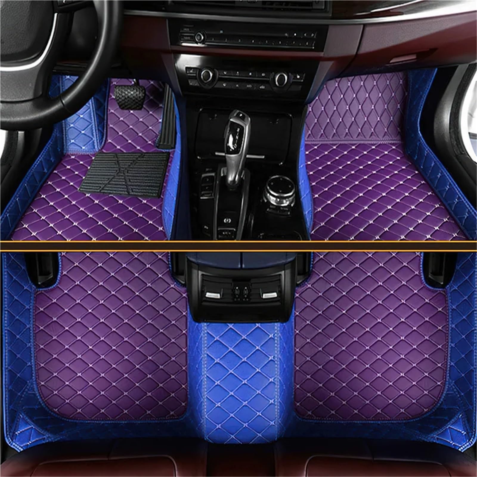 yuxinlugr Maßgeschneiderte Auto-Fußmatten, kompatibel mit Infiniti QX70 2014 2015 2016 2017 2018, Auto-Zubehör, Auto-Fußteppich(30-Purple and Blue,RHD) von yuxinlugr