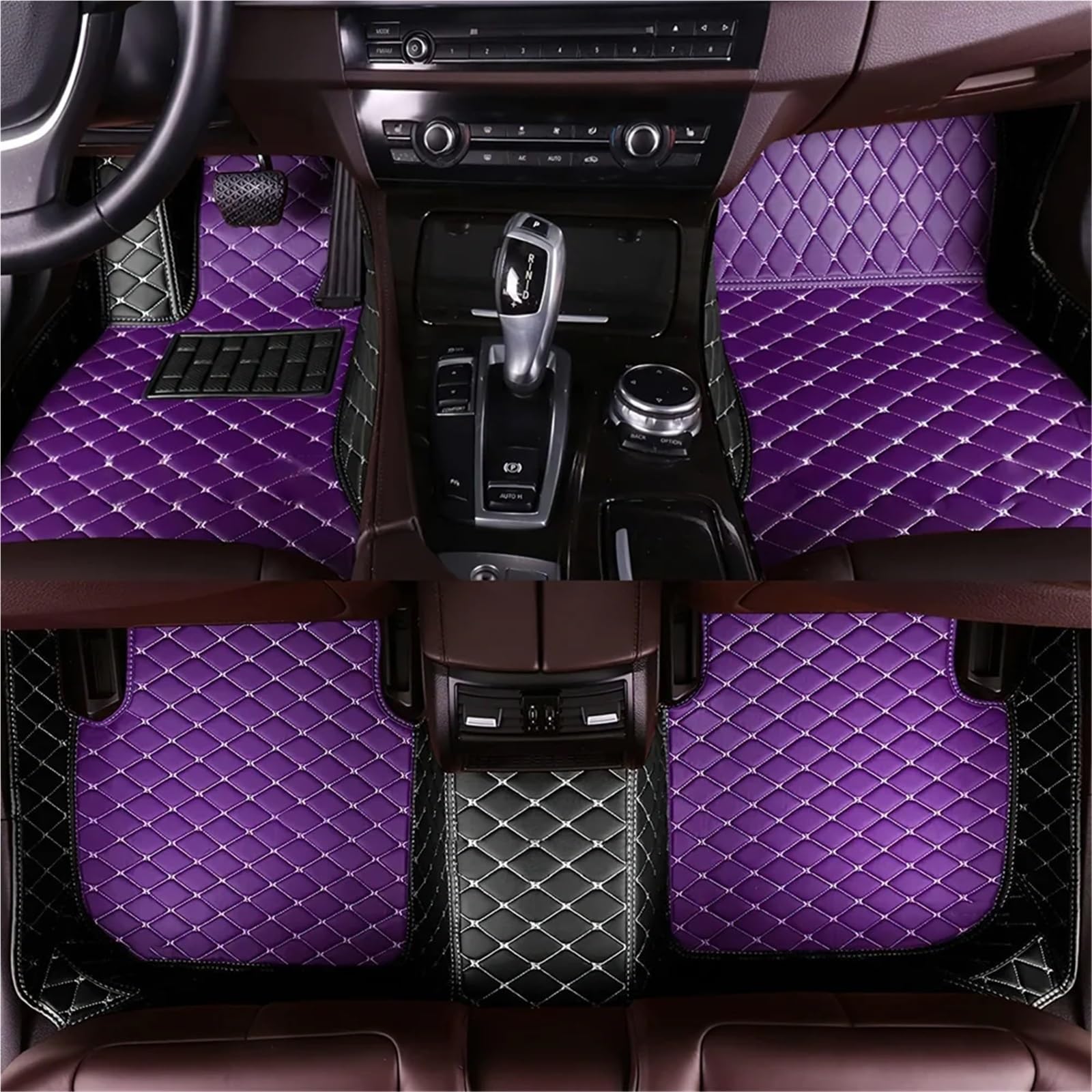 yuxinlugr Maßgeschneiderte Auto-Fußmatten, kompatibel mit Infiniti QX70 2014 2015 2016 2017 2018, Auto-Zubehör, Auto-Fußteppich(37-Purple and Black,LHD) von yuxinlugr