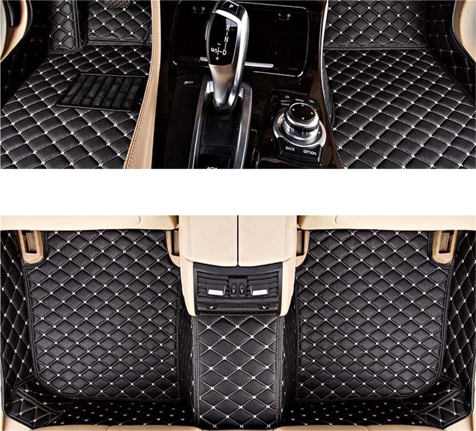 yuxinlugr Maßgeschneiderte Auto-Fußmatten, kompatibel mit Land Rover Discovery LR3 LR4, Auto-Teppiche, Fußmatten, Coche-Zubehör(Black Beige1,2004-2009 3th) von yuxinlugr