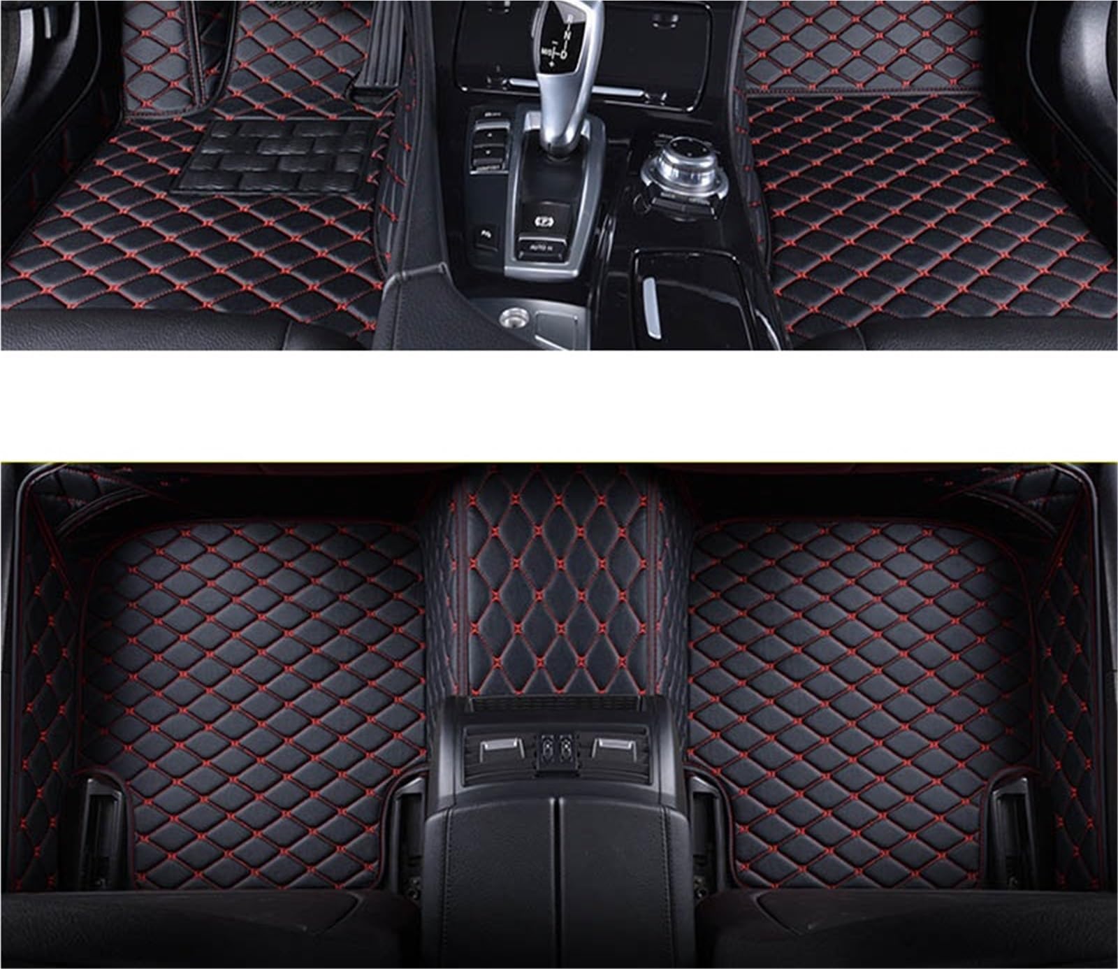 yuxinlugr Maßgeschneiderte Auto-Fußmatten, kompatibel mit Mercedes Benz GLS X166 X167 2015–2023, Autoteppiche, Fußmatten, Coche-Zubehör(Black Red,2015-2019 X166) von yuxinlugr