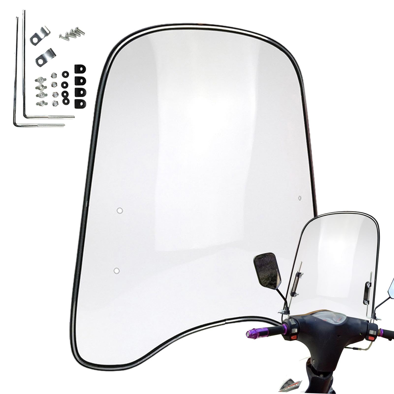 Motorrad Windschutzscheibe, Roller Windschutzscheibe, Universelle Motorrad Spoilerscheibe Windschild Spoiler, Winddichtes, Kältefestes, Für Motorräder, Elektroautos, Roller von yybng