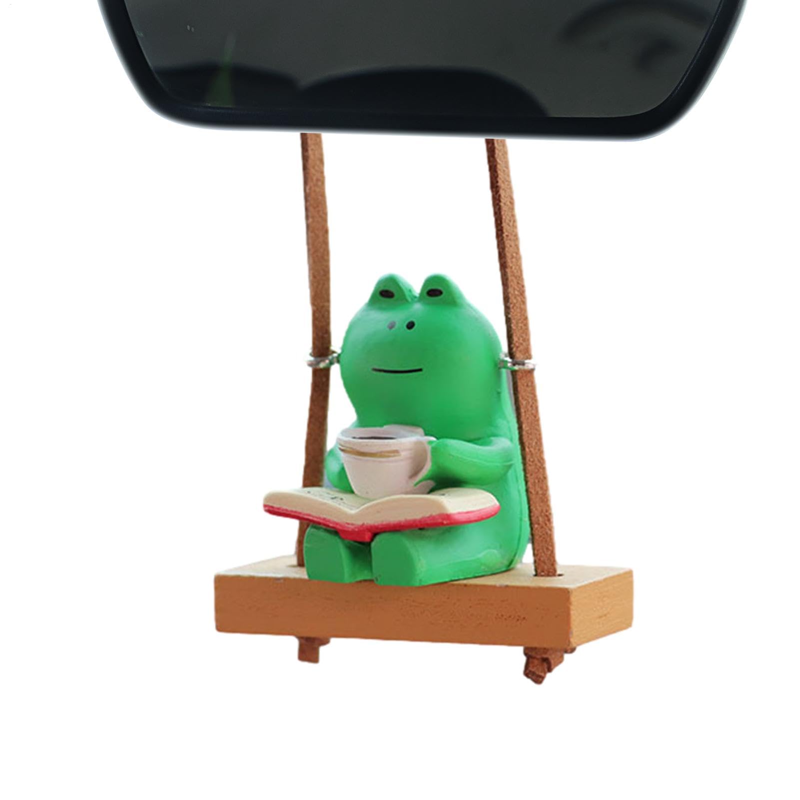 Swinging Frog Car Ornament - Entzückende Harz -Froschverzierung, hängende Anhänger Rückspiegel | Rückspiegeldekor charmante Auto -Innenausstattung, Automobilzubehör, perfekt für Autoenthusiasten von yztju