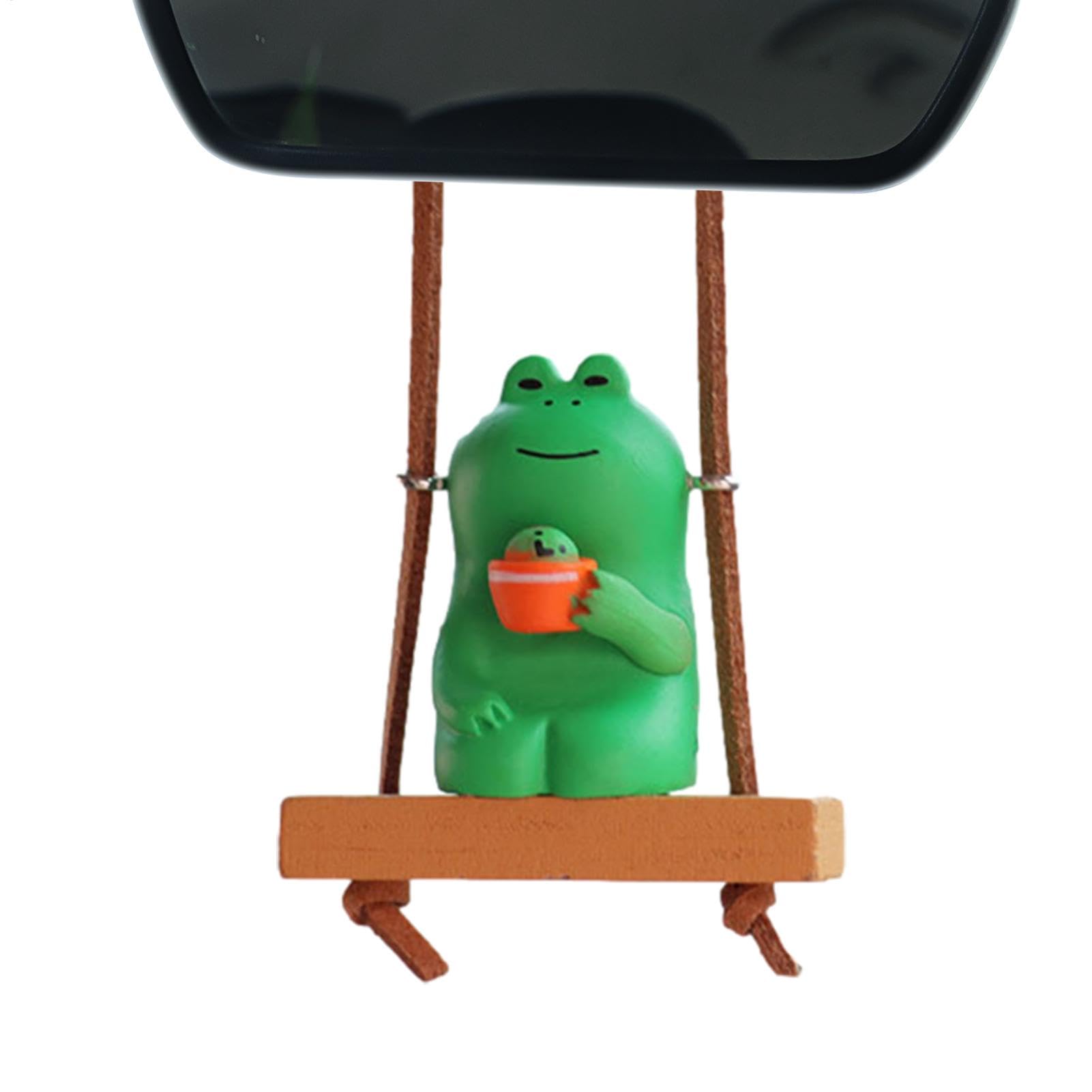 Swinging Frog Car Ornament - einzigartiger Harzfroschanhänger, Rückspiegel Hanging Dekoration | Netter Automobilzubehör, dekorativer Anhänger für Autokarme, lustige Fahrer, Rückspiegeldekoration von yztju