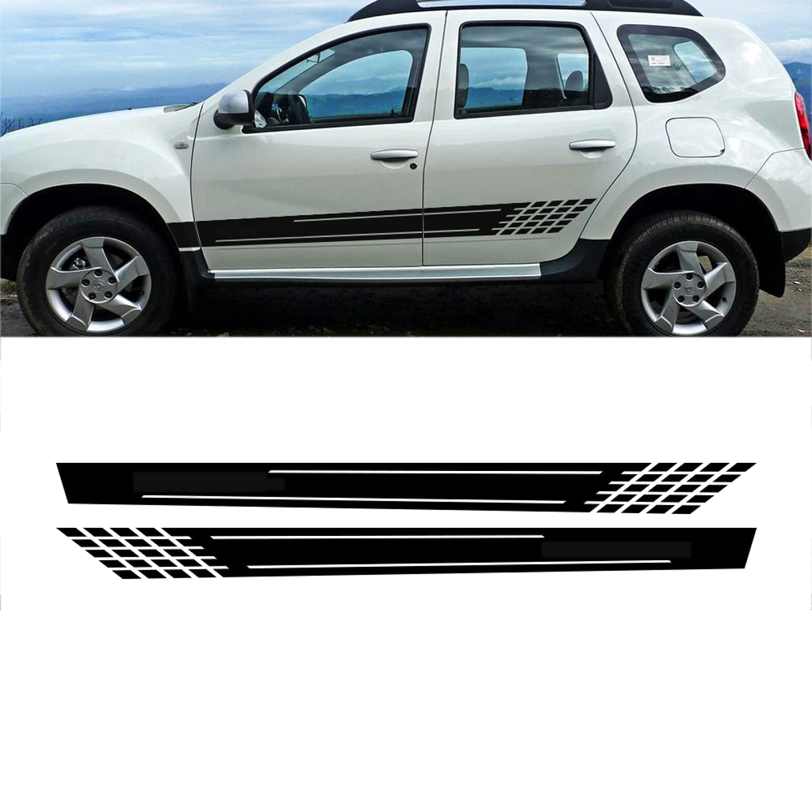 Autoaufkleber Autotür Seitentür für Dacia Duster,Autostreifen Rock Aufkleber Zubehör,e/matt black von zanmeini