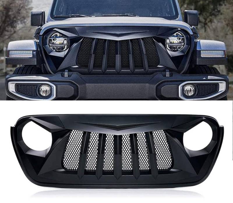 Kühlergrill Front Grill Für Jeep Wrangler JL Gladiator JT 2018-2021,Grid Style Front Grille GrillVehicle Parts Accessories von zanmeini