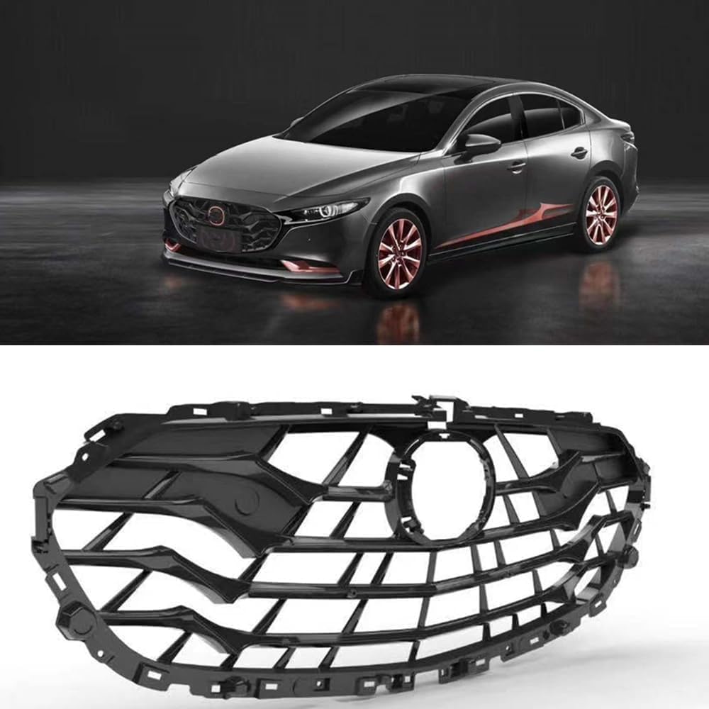 Kühlergrill Front Grill Für Mazda 3 M3 Axela 2019 2020,Grid Style Front Grille GrillVehicle Parts Accessories von zanmeini