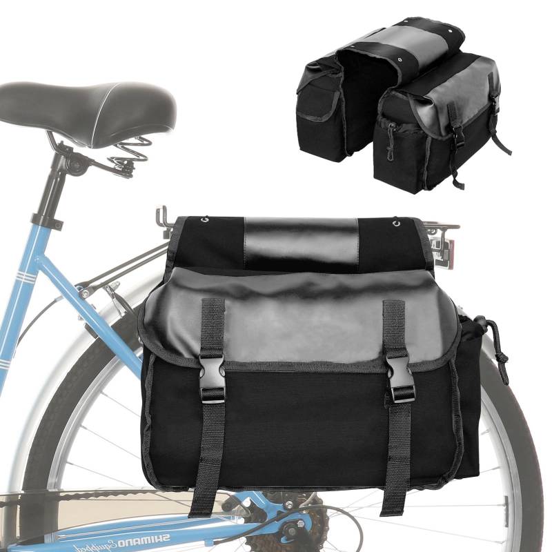 zeroto Fahrradtasche, 30L wasserdichte Fahrrad Gepäckträgertasche langlebige Fahrrad-Satteltasche für Gepäckträger Besatz, Tragegurt für Rennräder, Mountainbikes (schwarz) von zeroto