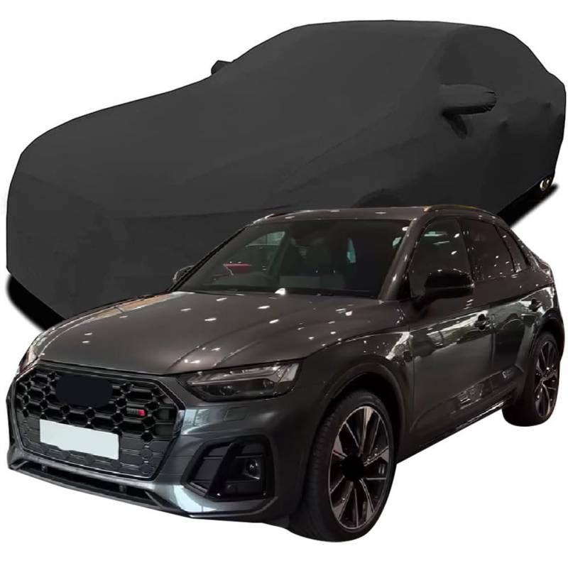 Auto Abdeckung für 2023 Audi SQ5 TDI, Indoor Schutz Elastisch Atmungsaktiv Staubschutz Weich Stretch Stoff Autoabdeckung,Black von zhangxin