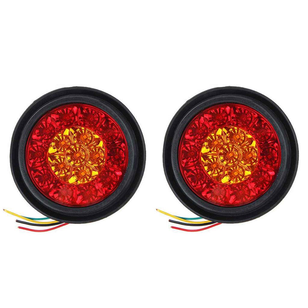 zhiwenCZW 2 Stück Auto Runde LED Amber Red Rücklichter 16LED 12V Stop Brake Running Rückfahrscheinwerfer für LKW-Anhänger LKW von zhiwenCZW