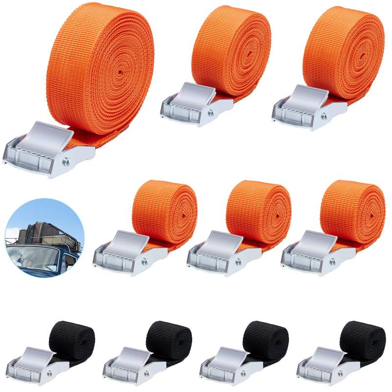 zhongko 10Pcs Spanngurte Kurz Zurrgurte mit Ratsche 4X 40cm, 3x1m, 2x2.5m, 1x4m Schwarz Orange Spanngurt Für Auto, Fahrrad, Sackkarre, Motorrad, Gepäck, Camping Bis 250kg von zhongko