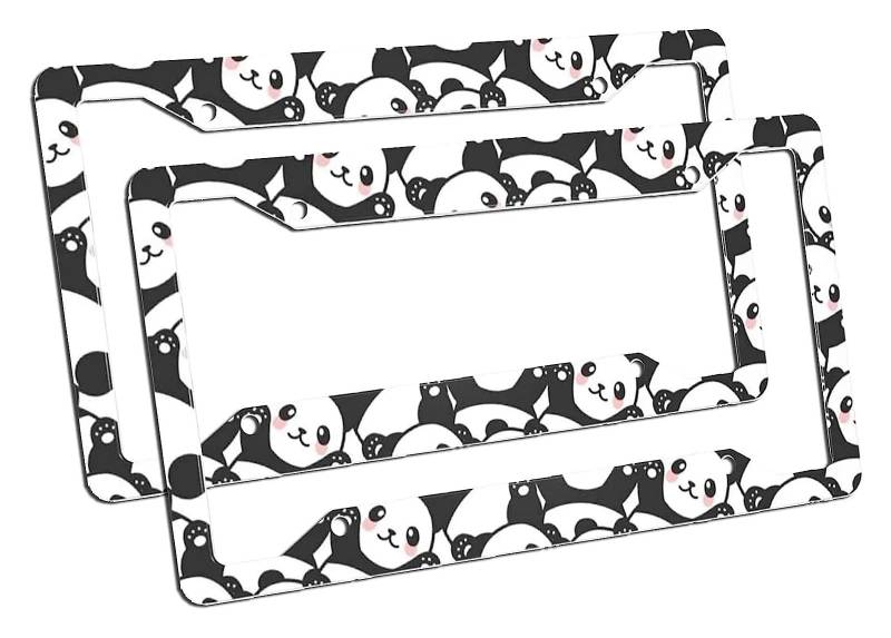 2er-Pack Auto-Kennzeichenrahmen, süßer Baby-Panda, schöne Bärentiere, Aluminium-Autozubehör mit 4 Löchern und Schrauben, 30,5 x 15,2 cm(1) von zhuhangyu