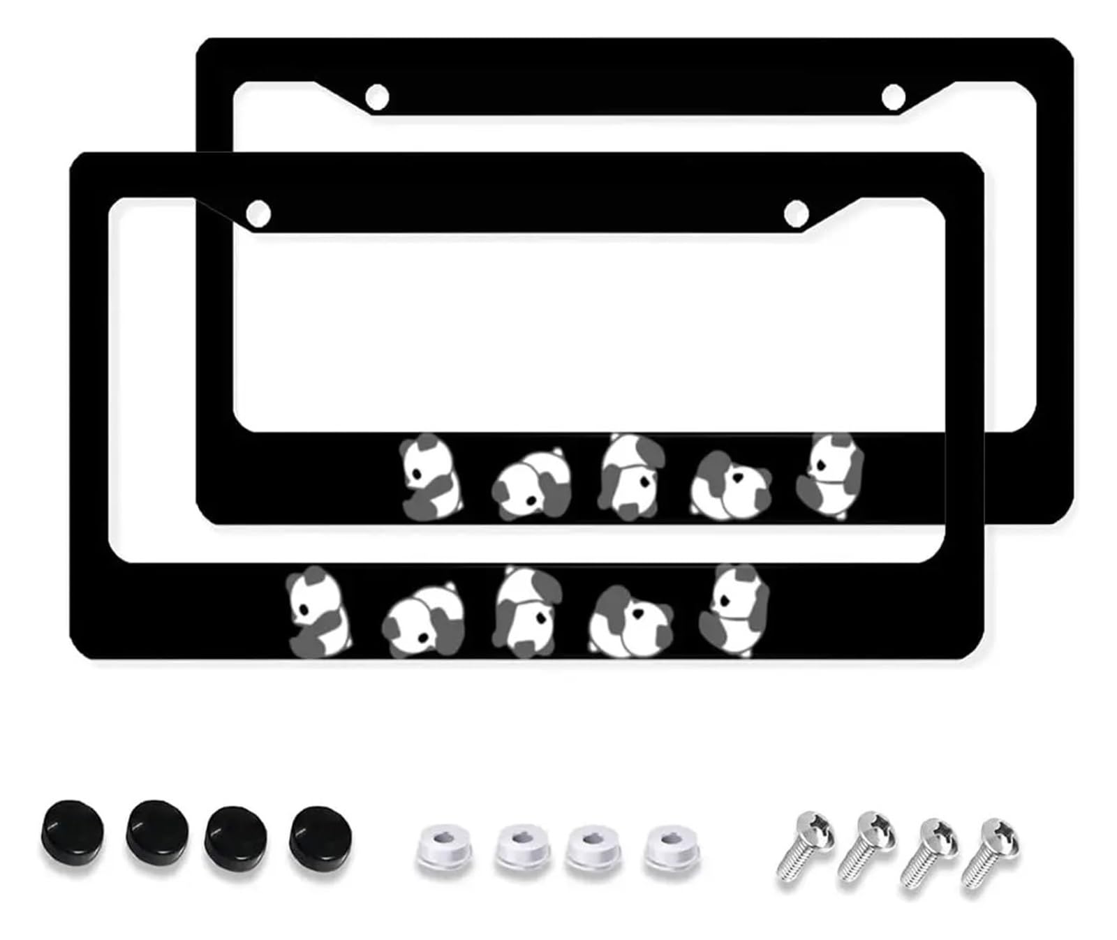 2er-Pack Auto-Kennzeichenrahmen, süßer Baby-Panda, schöne Bärentiere, Aluminium-Autozubehör mit 4 Löchern und Schrauben, 30,5 x 15,2 cm(2) von zhuhangyu