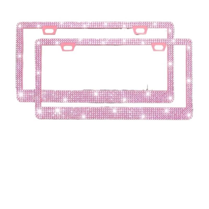 Motorrad 31 * 16 cm Bling Kristall Nummernschild Rahmen Frauen Strass Motorrad Nummernschild Rahmen Abdeckung Halter(Pink Diamond) von zhuhangyu