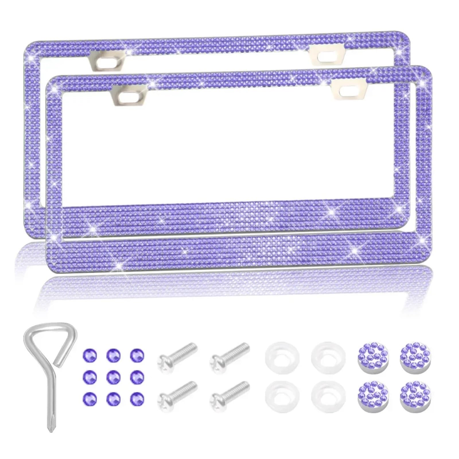 Motorrad 31 * 16 cm Bling Kristall Nummernschild Rahmen Frauen Strass Motorrad Nummernschild Rahmen Abdeckung Halter(Purple Diamond) von zhuhangyu