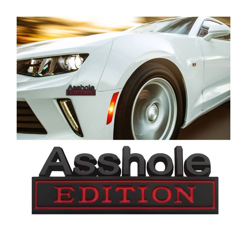 zipelo Asshole Edition Emblem Auto Aufkleber, 3D Metall Buchstaben Abzeichen für Auto Fronthaube, Kofferraum, Kotflügel, stark haftender Auto-Logo-Ersatzaufkleber, universelle von zipelo