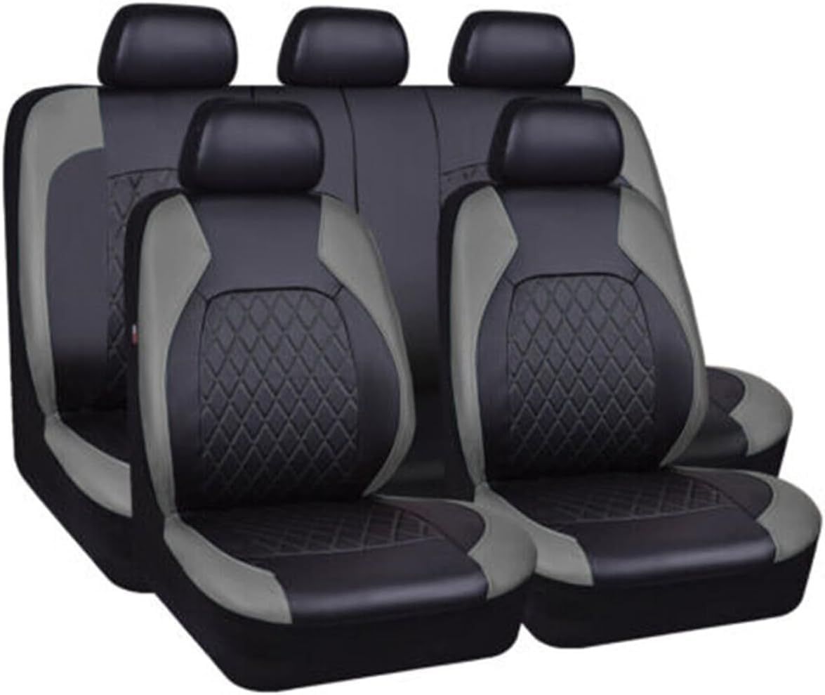 zjxcnb Auto Sitzbezüge Komplettset Für Volkswagen Tiguan/SWB/ (5seats) /2016-2023, PU-Leder Allwetter Wasserdicht rutschfest Sitzkissen Schutz Innenausstattung,A/Grey von zjxcnb