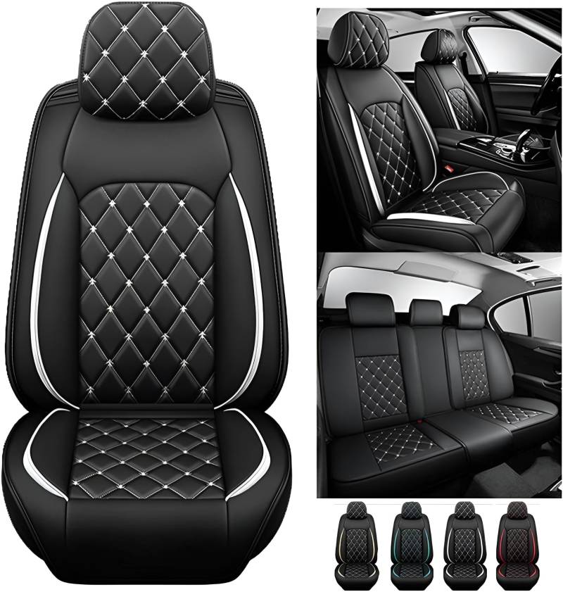 zjxhnb Auto Sitzbezüge für C-Max 2010-2015, Full Surround Custom Vorne Hinten Leder Auto-Schonbezüge Sets Zubehör,A von zjxhnb