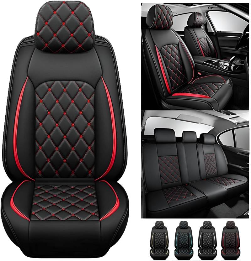 zjxhnb Auto Sitzbezüge für FIAT 500 (2007) 2007-2019, Full Surround Custom Vorne Hinten Leder Auto-Schonbezüge Sets Zubehör,D von zjxhnb