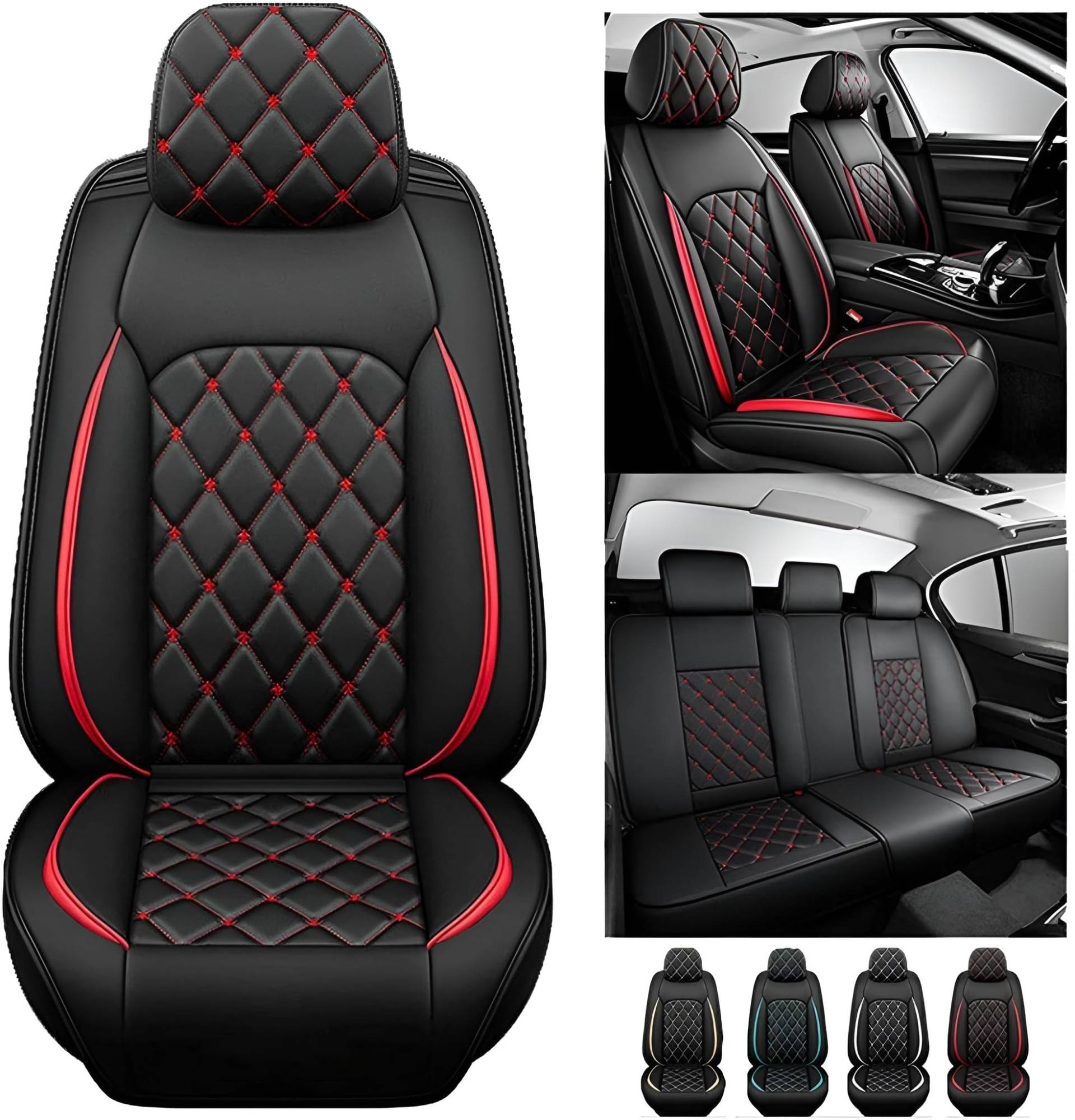 zjxhnb Auto Sitzbezüge für Nissan Micra (K13) 4th Gen 2010-2025, Full Surround Custom Vorne Hinten Leder Auto-Schonbezüge Sets Zubehör,D von zjxhnb