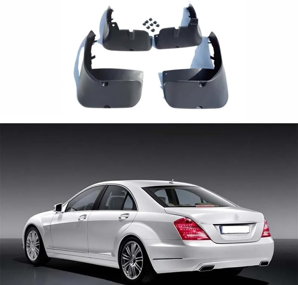 4 Stück Auto Schmutzfänger für Mercedes Benz S Class W221 2008-2013, Auto Kotflügel Schutz Spritzschutz Vorne Hinten Klappen Mud Flaps Styling Zubehör von zjxmnb