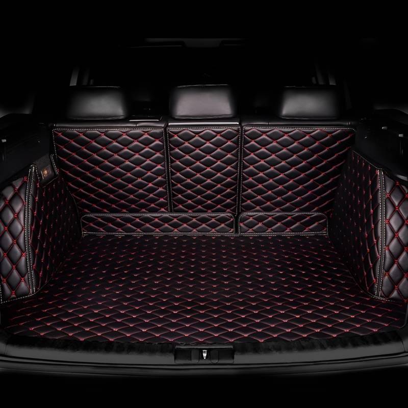 Auto Leder Kofferraumwanne Kofferraummatte für Audi A3 Sportback 8PA 2004–2012, Langlebiges Wasserdicht Schutzmatte Cargo Liner Tray Zubehö,A/Black~Red von zjxwnb