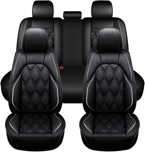 zjxwzm 5 Sitzer Auto Sitzbezüge Set für Audi A4 B9 Sedan/Avant 2016 2017 2018-2023, PU Leder Wasserdichter Komfort Sitzbezug, Allwetter Komfortabler Sitzbezüge,D Black von zjxwzm