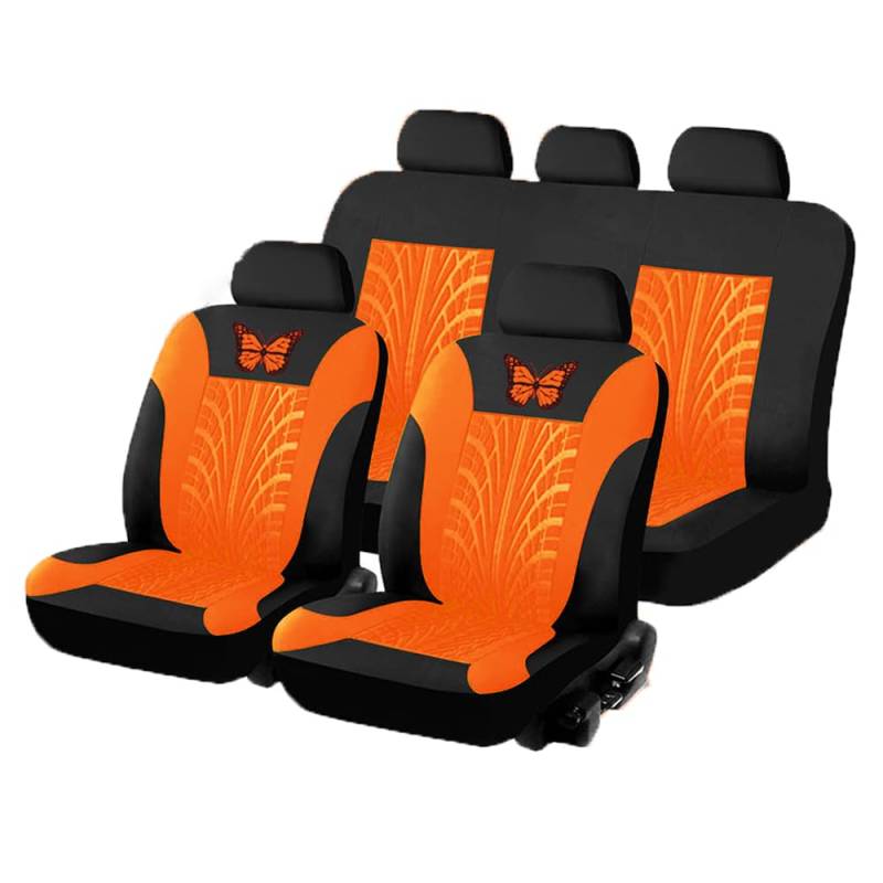 5 Sitze Alles Inklusive Auto Sitzbezüge Sets für Alfa Romeo 33 (907A) Hatchback Without Spoiler 1990-1994, 9 pcs Auto Sitzbezüge Sets Weich Autositzbezüge Kompletter Satz,Orange von zllkj