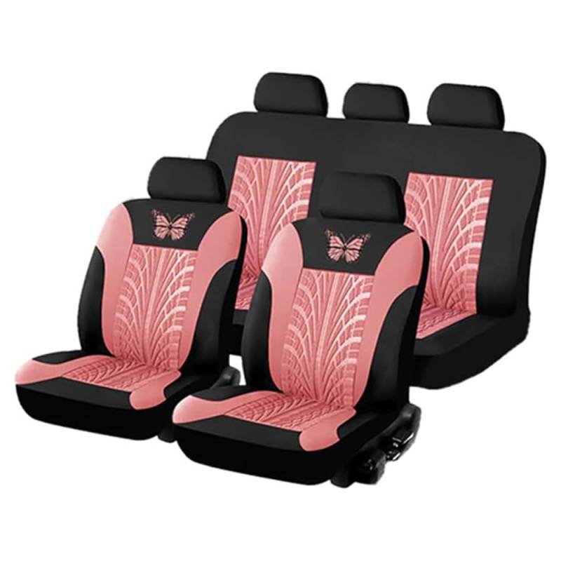 5 Sitze Alles Inklusive Auto Sitzbezüge Sets für Hyundai Grand Santa Fe 2013-2017, 9 pcs Auto Sitzbezüge Sets Weich Autositzbezüge Kompletter Satz,Pink von zllkj