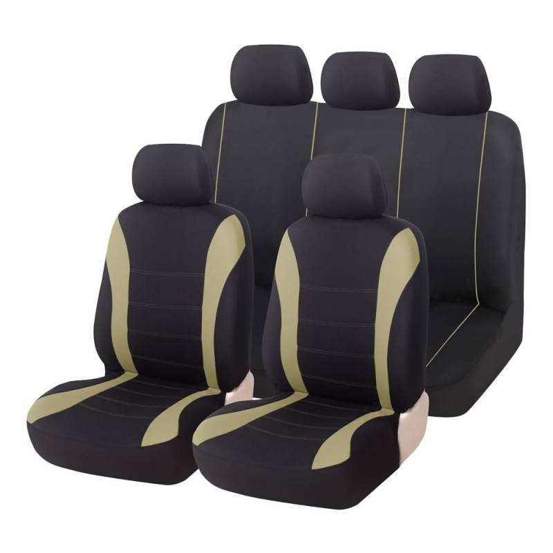 5 Sitze Alles Inklusive Auto Sitzbezüge Sets für Hyundai I30 I30N 2018 2019 2020 2021, 9 pcs Auto Sitzbezüge Sets Weich Autositzbezüge Kompletter Satz,Beige von zllkj