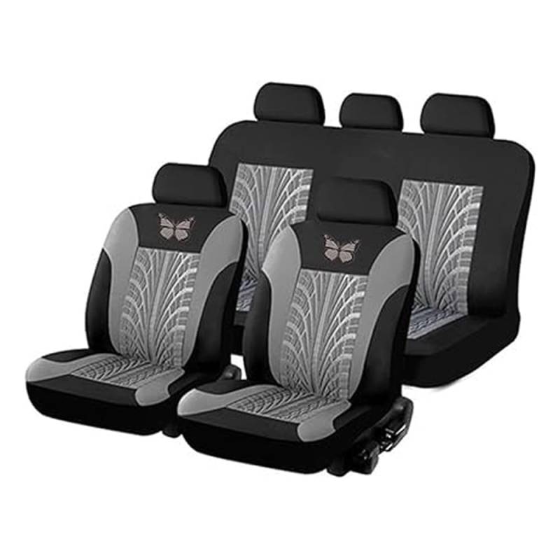 5 Sitze Alles Inklusive Auto Sitzbezüge Sets für Peugeot 2008 EV 2021-2022, 9 pcs Auto Sitzbezüge Sets Weich Autositzbezüge Kompletter Satz,Grey von zllkj