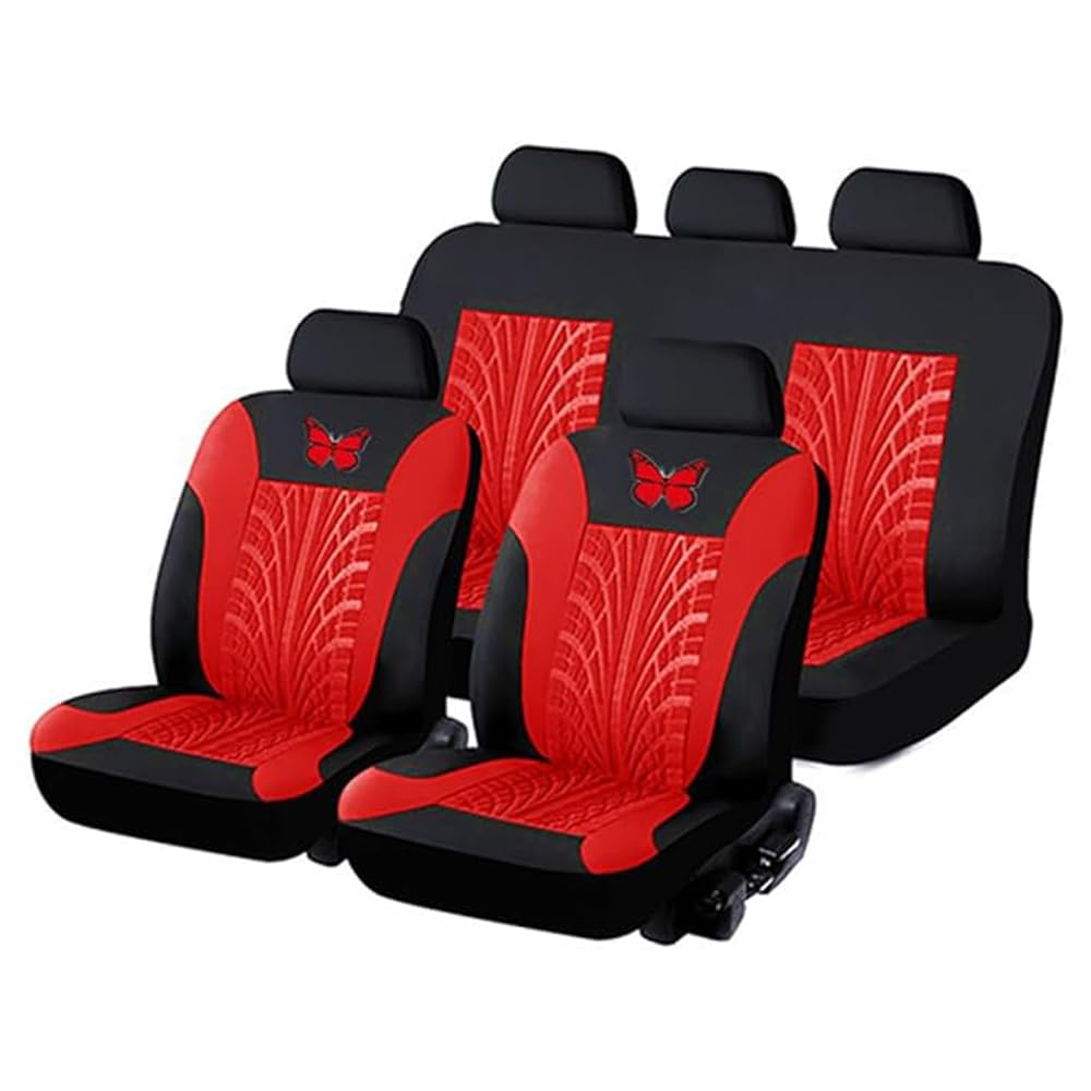 5 Sitze Alles Inklusive Auto Sitzbezüge Sets für Peugeot 508 2011-2017, 9 pcs Auto Sitzbezüge Sets Weich Autositzbezüge Kompletter Satz,Red von zllkj