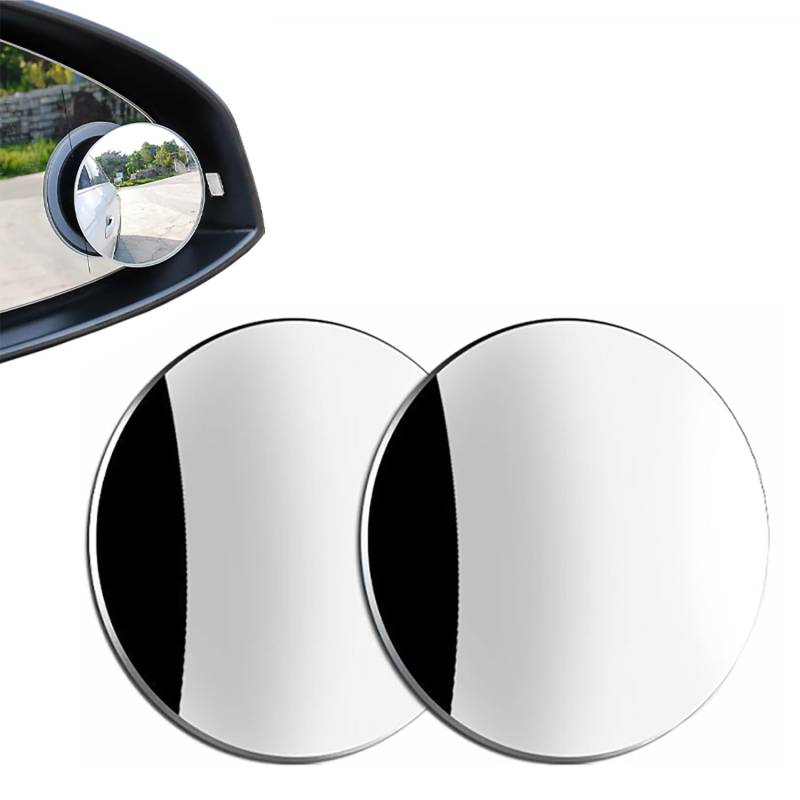 zoerbufan 2 STK Toter Winkel Spiegel, Auto Blind Spot Spiegel Runder Rahmenloser Seitenspiegel, 360° Weitwinkel Einstellbare HD Glas Konvexe Spiegel für Alle Arten von Fahrzeugen von zoerbufan