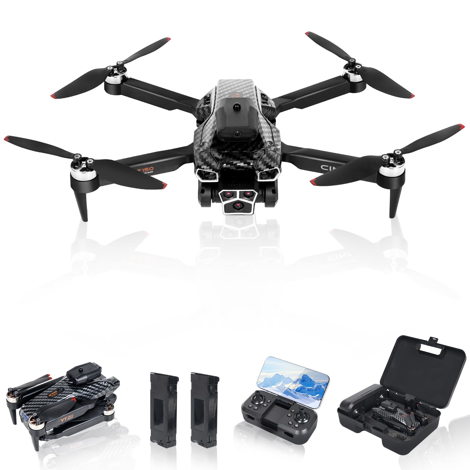 Drohne mit Kamera 4k,WiFi FPV Übertragung Faltbare Drohne,2 Akku Lange Flugzeit,Hindernisvermeidung,One Key Start/Landen,18 Minuten Flugzeit,Headless Modus für Erwachsene Anfänger Kinder von zoeyzoey