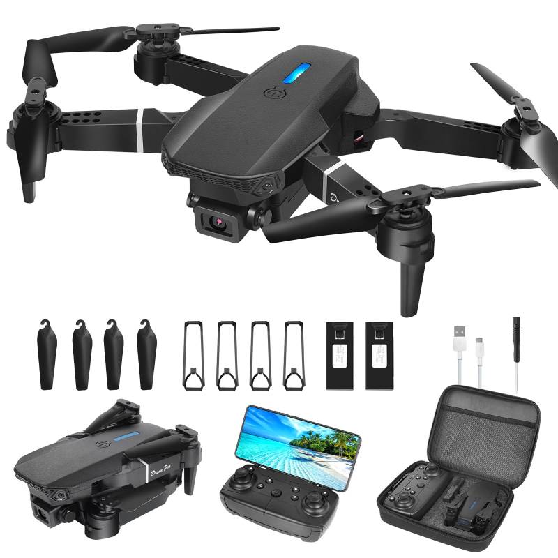 Drohne mit Kamera HD 1080P,Faltbare Drohne Lange Flugzeit,RC Quadcopter mit Tasche,3D Flip,One Key Start/Landen,Headless Mode,Flugbahnflug,Mini Drone Geschenk für Anfänger Kinder,mit 2 Batterien von zoeyzoey