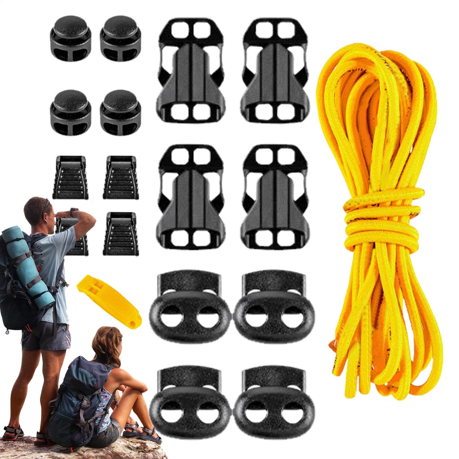 Backpack Elastic Rope Buckle, Hiking Bag Cord Buckle, Adjustable Elastic Fastener, Replacement 18-Piece Set for Trekking, Increased Storage Capacity for Mountaineering von zwxqe