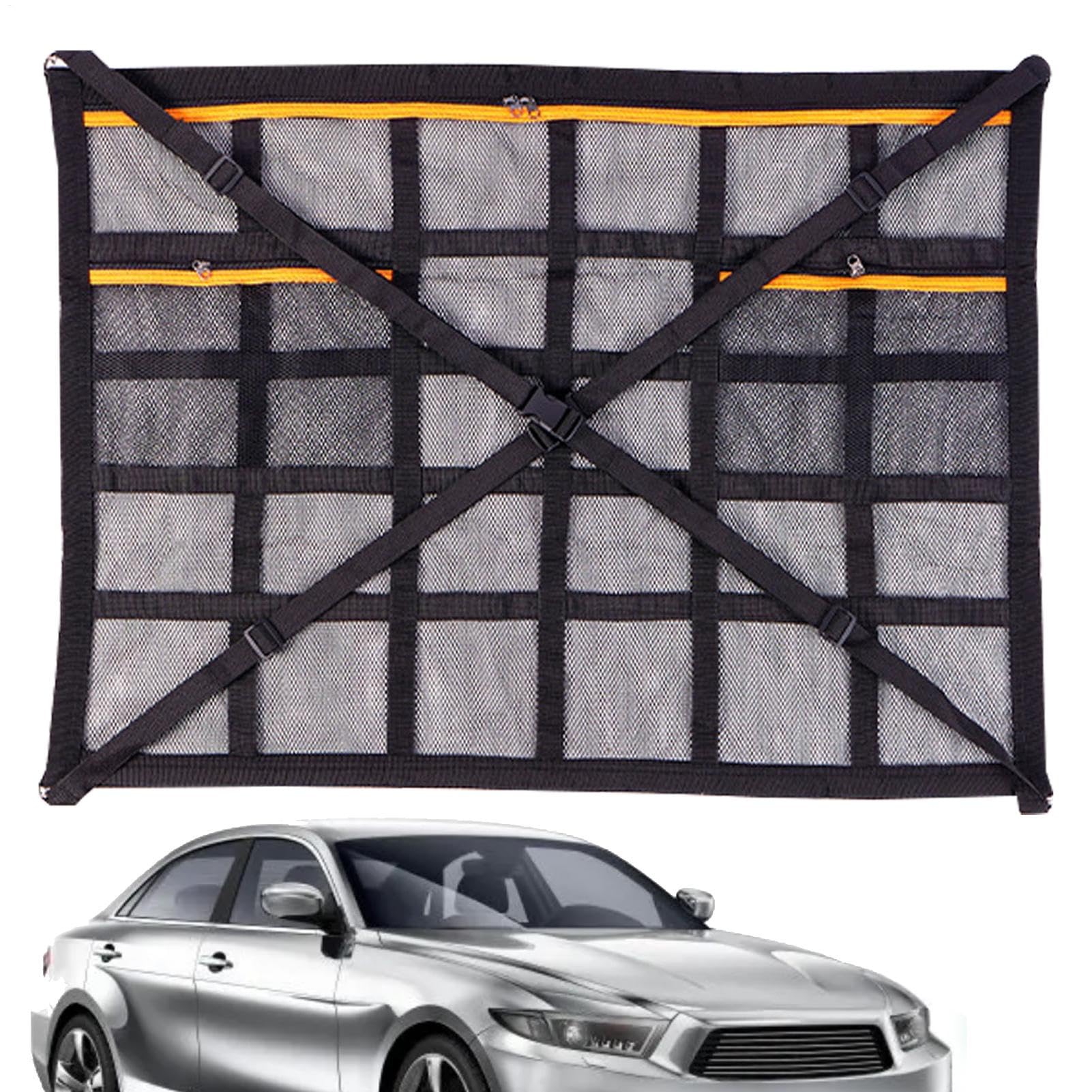 Car Ceiling Cargo Net, Automotive Overhead Mesh Netting, Vehicle Space-Saving Organizer, 27.58x19.7 Inches Ceiling Storage for Road Trips, Fits Trucks, SUVs, Minivans von zwxqe